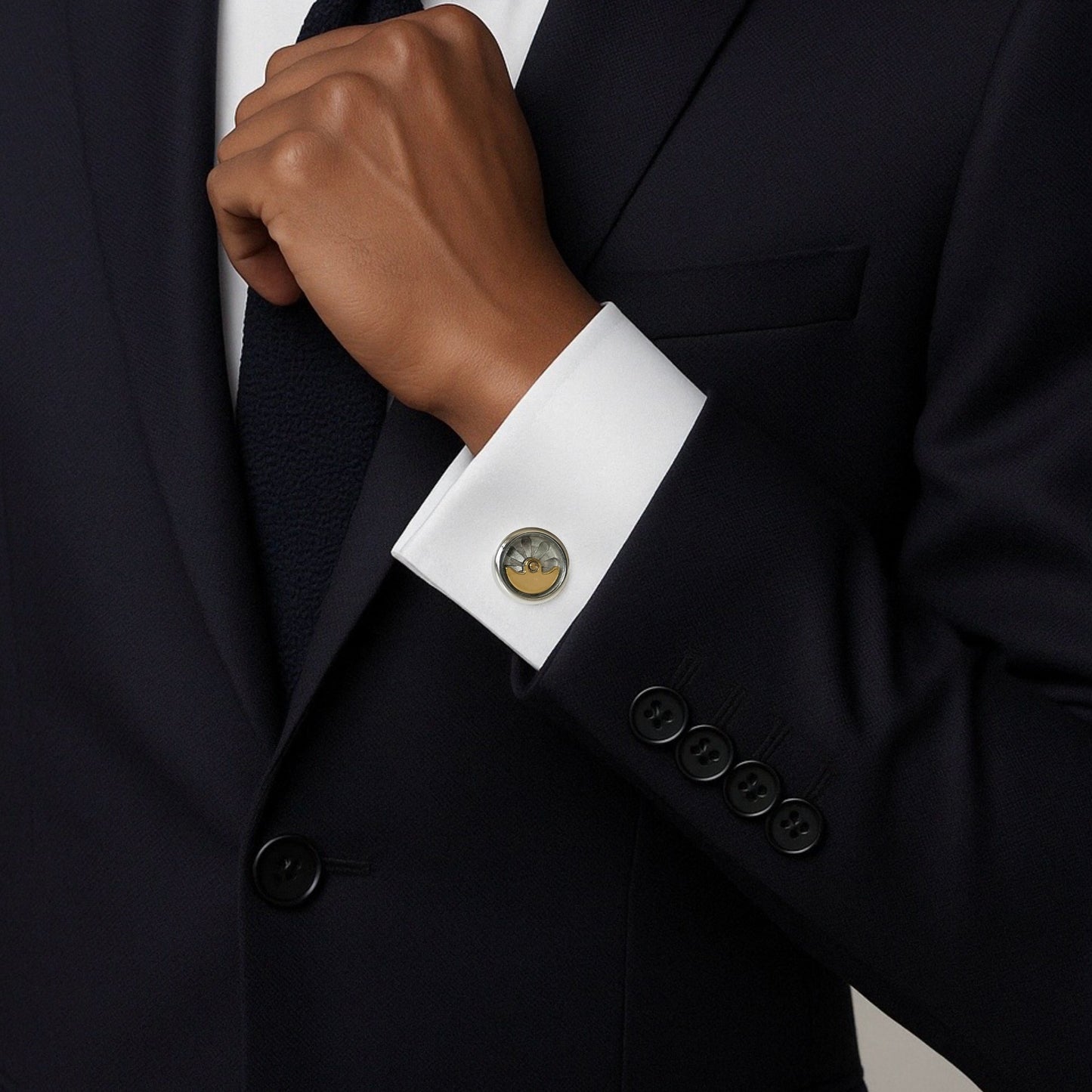 Kinetic Cufflinks with Flywheel